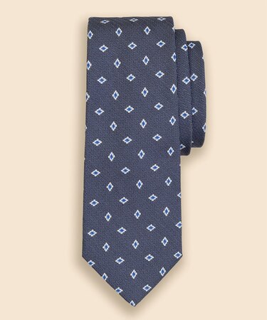 シルク　ヘリンボーン　フラワーモチーフタイ