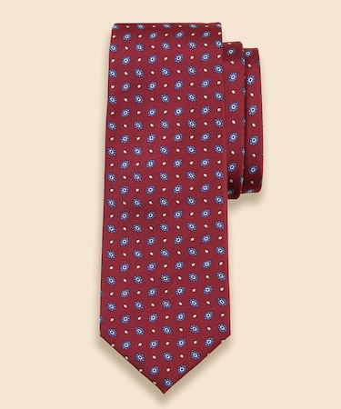 シルク　フラワー×ドットモチーフ　ジャカードタイ