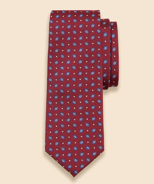 シルク　フラワー×ドットモチーフ　ジャカードタイ