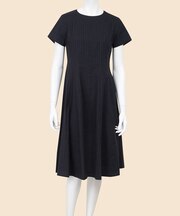 リネンブレンド　ピンストライプ　ショートスリーブワンピース