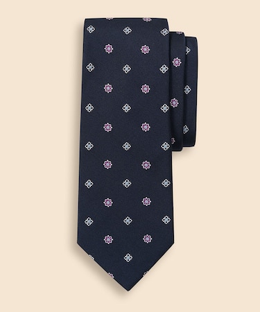 シルク　スクエア×フラワー　ジャカードタイ