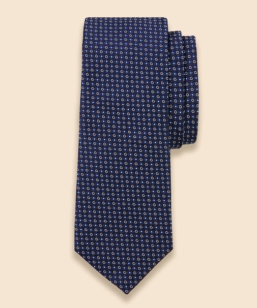 シルク　マイクロフラワーモチーフ　ジャカードタイ