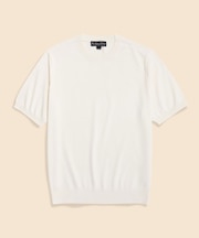 コットン/シルク クルーネック ショートスリーブセーター