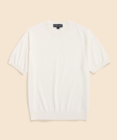 コットン／シルク　クルーネック　ショートスリーブセーター