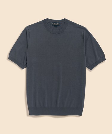 コットン／シルク　クルーネック　ショートスリーブセーター