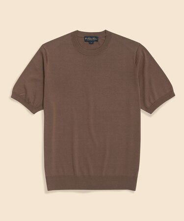 コットン／シルク　クルーネック　ショートスリーブセーター