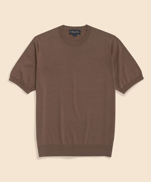 コットン／シルク　クルーネック　ショートスリーブセーター