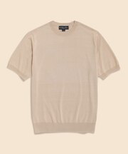 コットン／シルク　クルーネック　ショートスリーブセーター