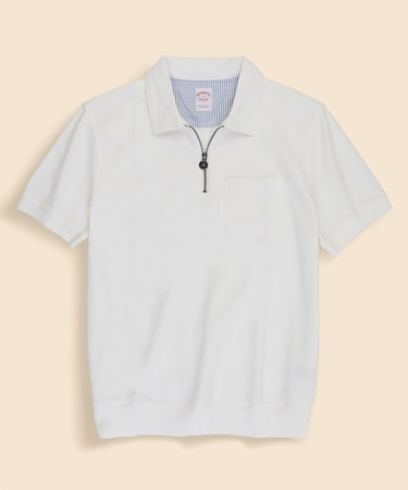 スウェードコットン　ハーフジップ　ポロシャツ