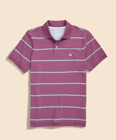 コットン　ストレッチピケ　GFロゴ　マルチストライプ　ポロシャツ　Slim Fit