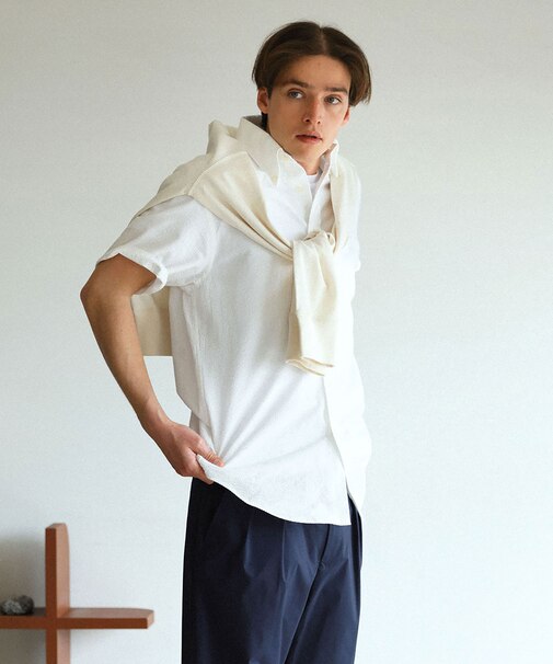 ◆オンラインストア限定◆ コットン ビッグGFロゴ シアサッカー ショートスリーブ カジュアルシャツ Traditional Fit