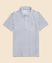 コットン/ポリエステル GFロゴ テリークロス ストライプ ポロシャツ