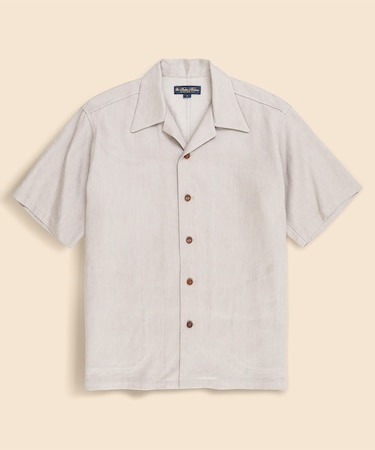 リネン／ウール　オープンカラーシャツ