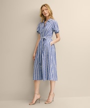 レーヨン エンブロイダリー ショートスリーブシャツワンピース