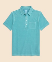 コットンストレッチピケ　GFロゴ　ガーメントダイ　ポロシャツ