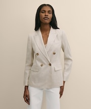 リネンブレンド ダブル4ボタン ピークトラペル ジャケット