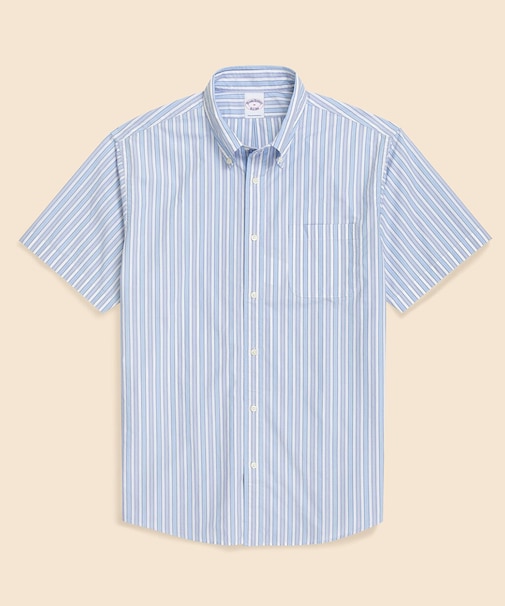 コットンポプリン　ストライプ　ショートスリーブ　フライデーシャツ