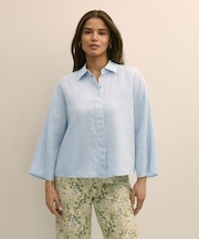 アイリッシュリネン　リラックスフィット　ワイドスリーブ　クロップドシャツ