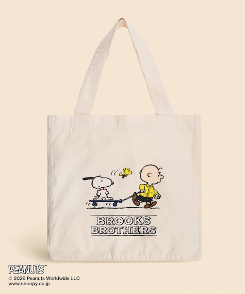 Brooks Brothers × PEANUTS　コットンキャンバス　スヌーピー＆チャーリー・ブラウンプリント　トートバッグ