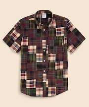 コットン　マドラスパッチワーク　ショートスリーブ　カジュアルシャツ　Regular Fit