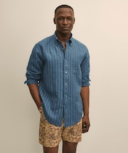 アイリッシュリネン　シーズナルパターン　カジュアルシャツ　Regular Fit