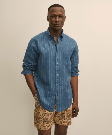 アイリッシュリネン　シーズナルパターン　カジュアルシャツ　Regular Fit