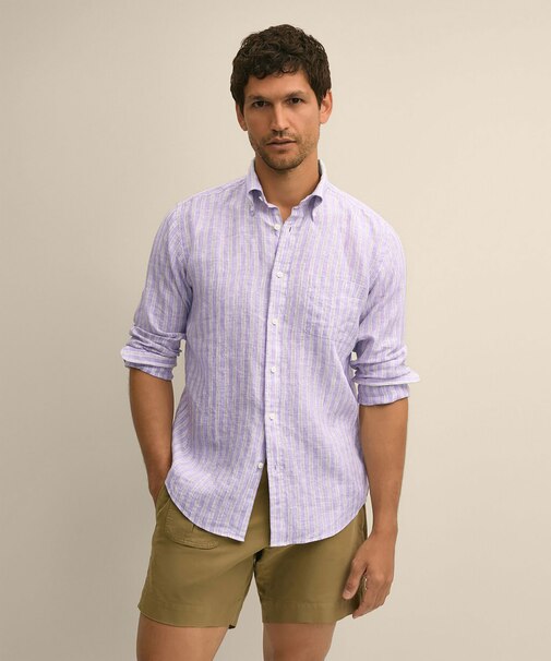 アイリッシュリネン　シーズナルパターン　カジュアルシャツ　Regular Fit