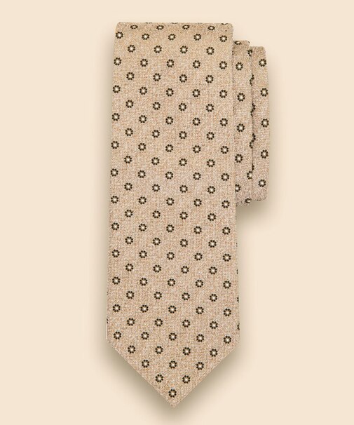 シルク／コットン　メランジ　フラワーモチーフタイ