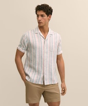 アイリッシュリネン　ストライプ　キャンプシャツ　Regular Fit