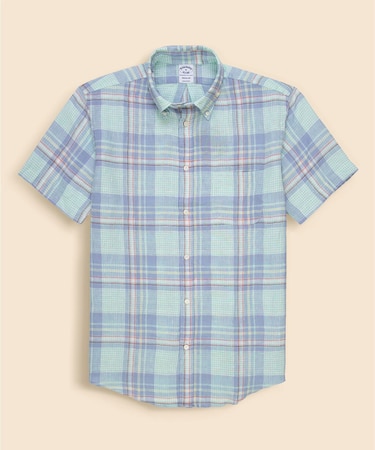 アイリッシュリネン　シーズナルパターン　ショートスリーブ　スポーツシャツ　Regular Fit