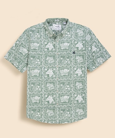 Brooks Brothers×Reyn Spooner コットン/ポリエステル ボタンダウン アロハシャツ