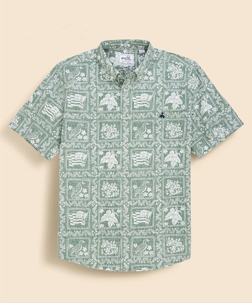 Brooks Brothers×Reyn Spooner コットン/ポリエステル ボタンダウン アロハシャツ