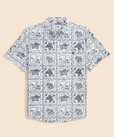 Brooks Brothers×Reyn Spooner　コットン／ポリエステル　プルオーバー　アロハシャツ
