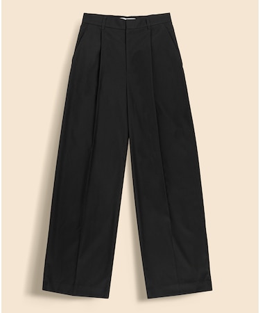 ポリエステルブレンド プリーテッド ワイドレッグパンツ