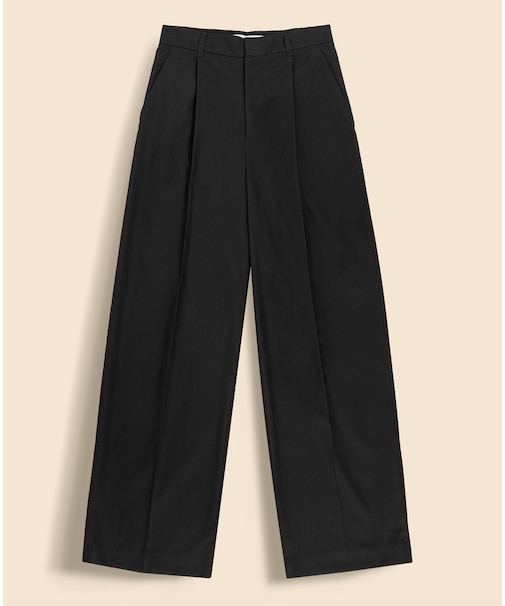 ポリエステルブレンド プリーテッド ワイドレッグパンツ