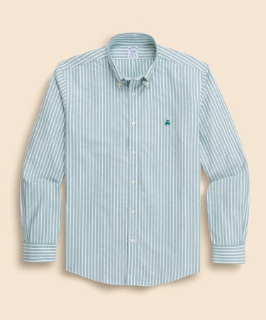 ノンアイロン ストレッチオックスフォード GFロゴ ストライプ カジュアルシャツ Regular Fit