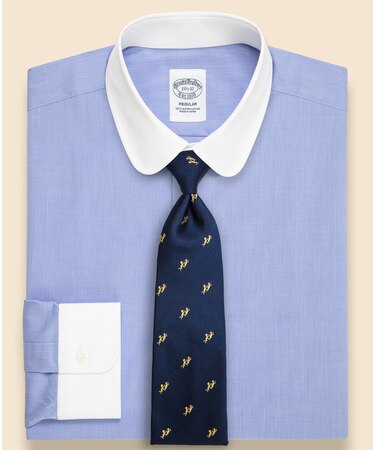 スーピマコットン ポプリン ゴルフカラー クレリック ドレスシャツ Regular Fit