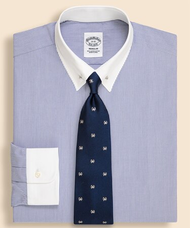 スーピマコットン ブロードクロス ピンストライプ ピンホールカラー クレリック ドレスシャツ Regular Fit