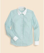 コットンストレッチ ストライプ クレリックシャツ Fitted Fit