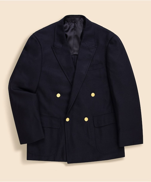 サクソンメリノウール ホップサック ダブル4釦ブレザー Made by RING JACKET