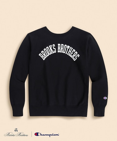 Brooks Brothers×Champion USAコットン ラバープリントロゴ スウェットシャツ Made in USA