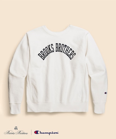 Brooks Brothers×Champion USAコットン ラバープリントロゴ スウェットシャツ Made in USA
