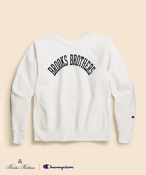 Brooks Brothers×Champion USAコットン ラバープリントロゴ スウェットシャツ Made in USA
