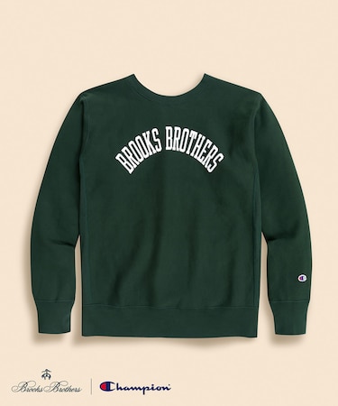 Brooks Brothers×Champion USAコットン ラバープリントロゴ スウェットシャツ Made in USA