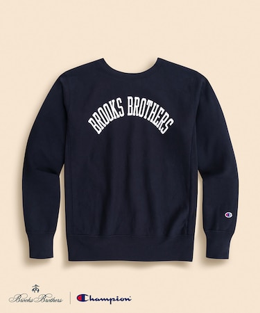 Brooks Brothers×Champion USAコットン ラバープリントロゴ スウェットシャツ Made in USA
