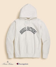 Brooks Brothers×Champion USAコットン ラバープリントロゴ フーデッド スウェットシャツ Made in USA