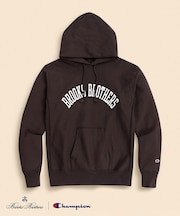Brooks Brothers×Champion USAコットン ラバープリントロゴ フーデッド スウェットシャツ Made in USA