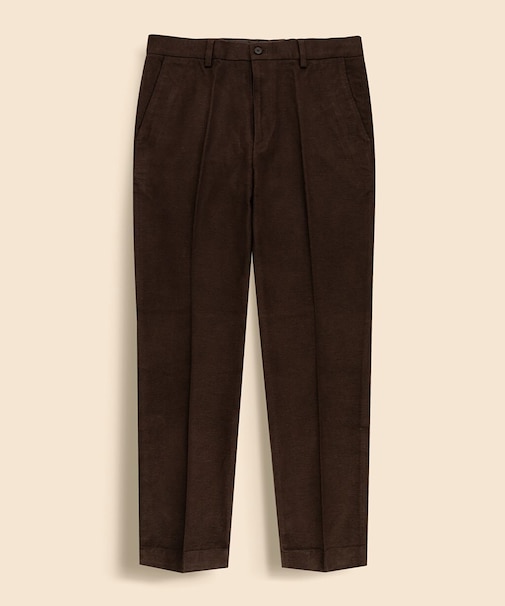 コットン ブラッシュドツイル プレーンフロントパンツ Regular