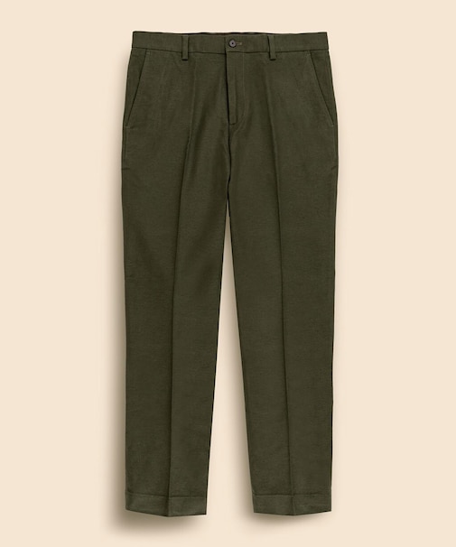 コットン ブラッシュドツイル プレーンフロントパンツ Regular