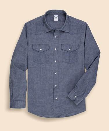 コットンフランネル デニム ウエスタン カジュアルシャツ Regular Fit